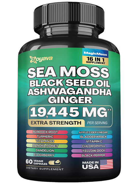 Sea Moss 16-in-1 for Total Wellness - Magic Moss Super Blend Capsules - 19,445MG Power!