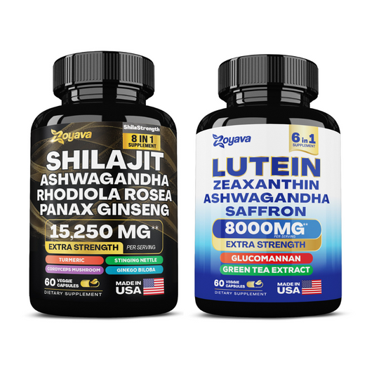 Ultimate Duo Shilajit Power ShilaStrength Blend - 15,250MGs and SightShield Lutein and Zeaxanthin Supplements 8000 MG
